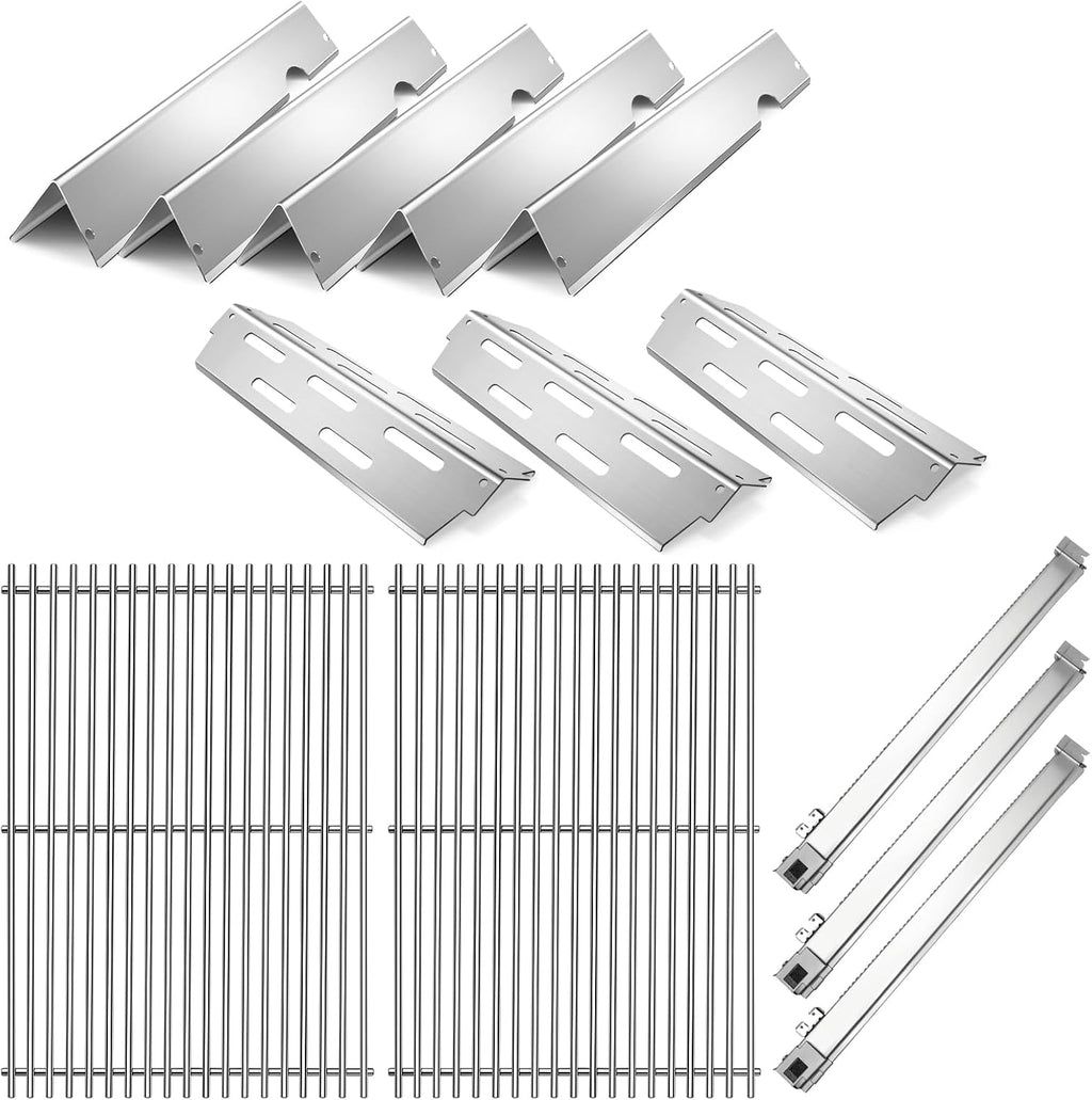 Stainless Steel 66095 Grill Grates 66032 Flavorizer Bars for Weber Genesis 2 Grill Parts 66795 Heat Deflector 3pcs Burner Tubes for Weber Genesis ii E310 E330 S330 S335 GS4 Replacement Parts