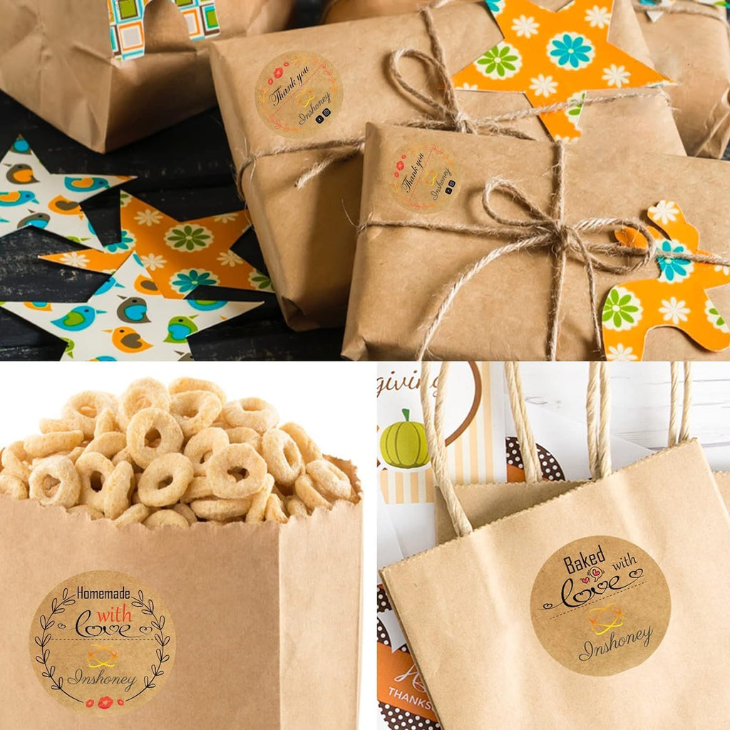 Custom Stickers Kraft Paper Labels Personalized Withe Text, Business Logo Customized Food Jars Labels Bakery Label Sticker Package Favor Canning Circle 100pcs (Style 14)
