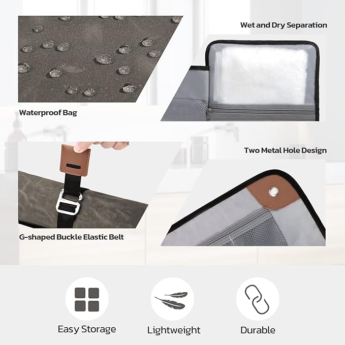 Travel Essentials, Toiletry Bag for Men, Compact Bathroom Roll Organizer for Hygiene, Toiletry kit, Travel Gifts for Gym Camping Hiking Travel Sports