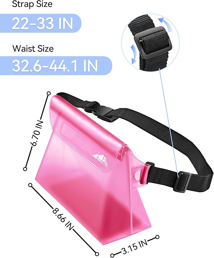 HEETA 2/3/4 Pack Waterproof Pouch with Waist Strap, Screen Touchable Dry Bag with Adjustable Belt for Phone Valuables for Kayaking, Swimming, Snorkeling, Boating, Fishing, Surfing & Beach
