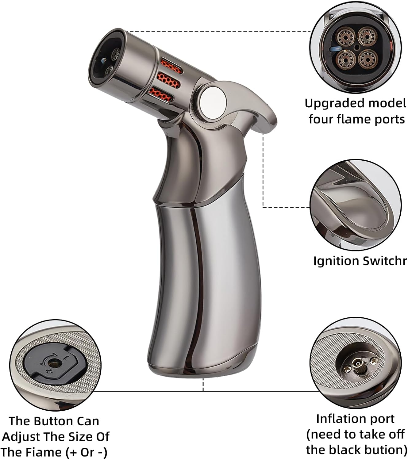 Cocktail Smoker Kit with Torch, Old Fashioned Smoker Kit for Bourbon Whiskey Drink, Smoker Infuser Kit with 4 Flavors Wood Chips, Birthday Christmas Gifts for Husband, Men, Dad (No Butane)