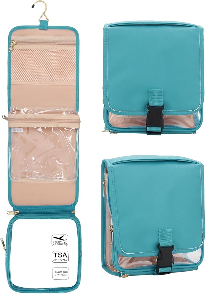 Hanging Toiletry Bag for Women with Tsa Approved Toiletry Bag, Travel Foldable Toiletries Bag Cosmetics Jewelry Toiletry Bag Water Resistant Makeup Organizer for Traveling