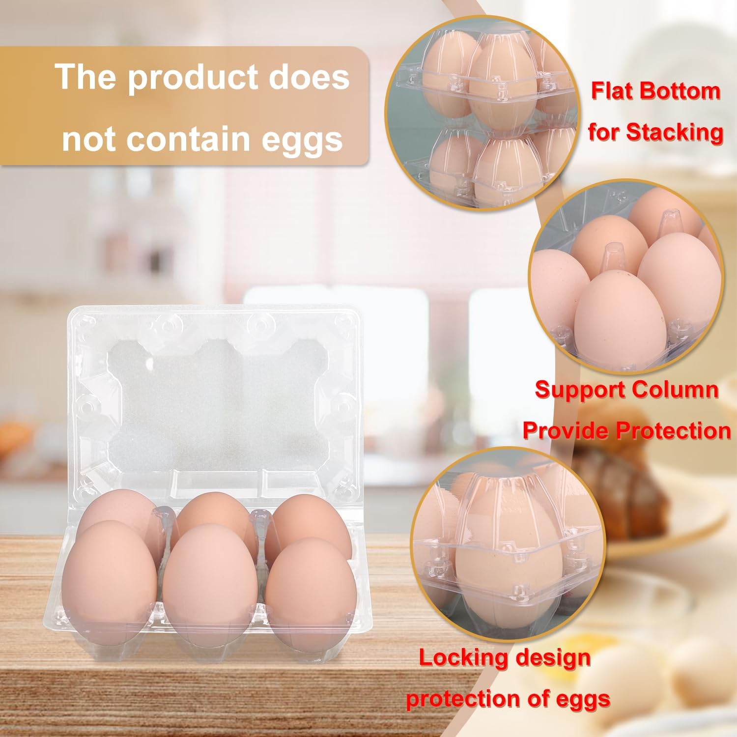 150 Pack Half Dozen Egg Cartons Bulk, 2x3 Clear Plastic Chicken Egg Holders, Egg Tray Carton Holder for Home & Kitchen, Farm & Market Use, Egg Storage Solution, 6 Grids(Medium Size)