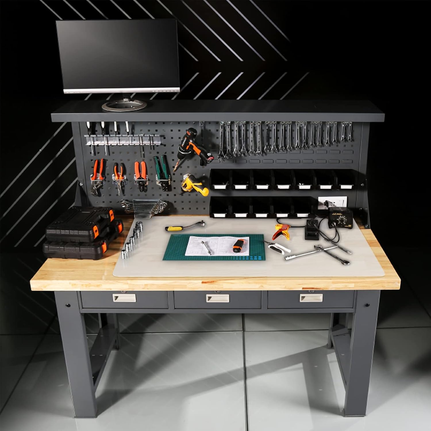 Ewen 25.6x17.7in 2mm Silicone Mats for Kitchen Counter, Extra Large Thick Heat Resistant Baking Mat, Silicone Countertop Protector Mat for Bar Air Fryer Crafts Work Glass Top Stove Cover Translucent