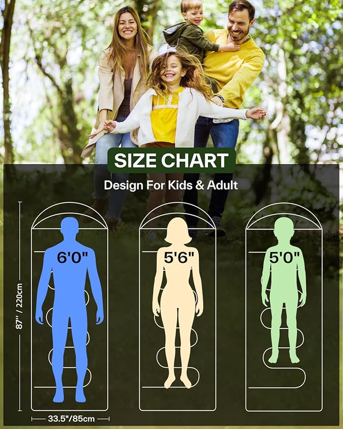 Sportneer Sleeping Bags for Adults, Warm & Cold Weather Sleeping Bag for Adults Kids Boys Girls - Lightweight Compact Camping Gear Equipment, Traveling, Backpacking, Hiking
