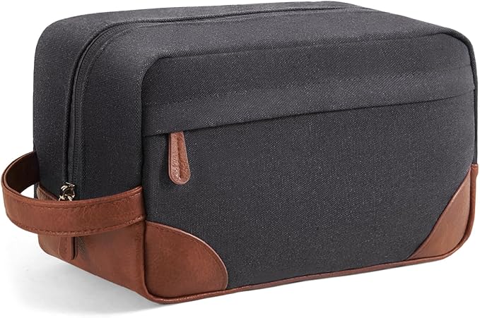 Vorspack Large Toiletry Bag Hanging Dopp Kit for Men Water Resistant Canvas Shaving Bag with Large Capacity for Travel - Dark Grey