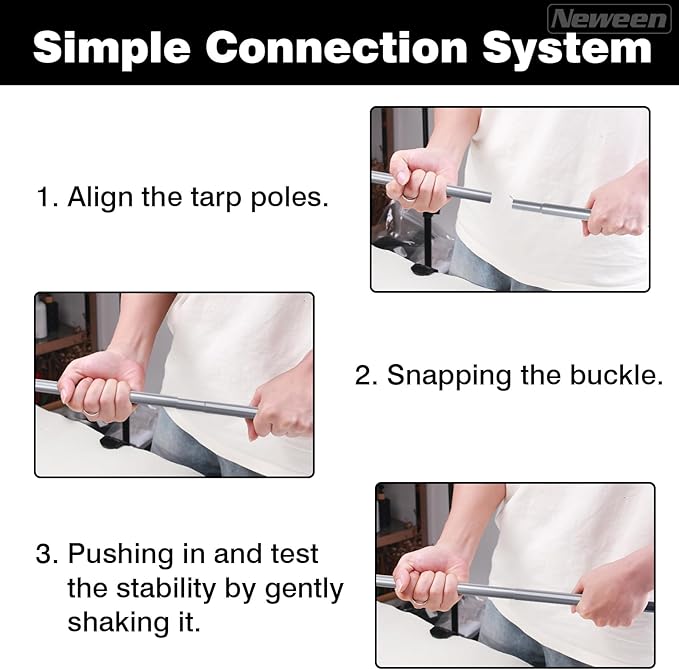 Neween Tent Poles for Tarp Adjustable Camping Tarp Poles Set of 2, 76in Lightweight Collapsible Tent Pole with a Diameter of 0.6in for Backpacking Hiking Awning Canopy Rain Fly Shelter (Grey)