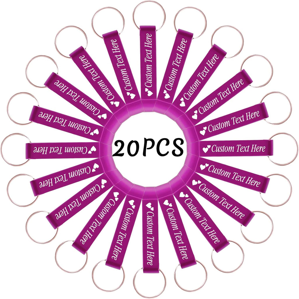20PCS Personalized Bottle Opener Keychain Bulk Custom Beer Bottle Opener with Logo Text Engraved Wedding Bottle Opener Favors Customized Gifts for Guests Baby Shower Birthday Party-Pink