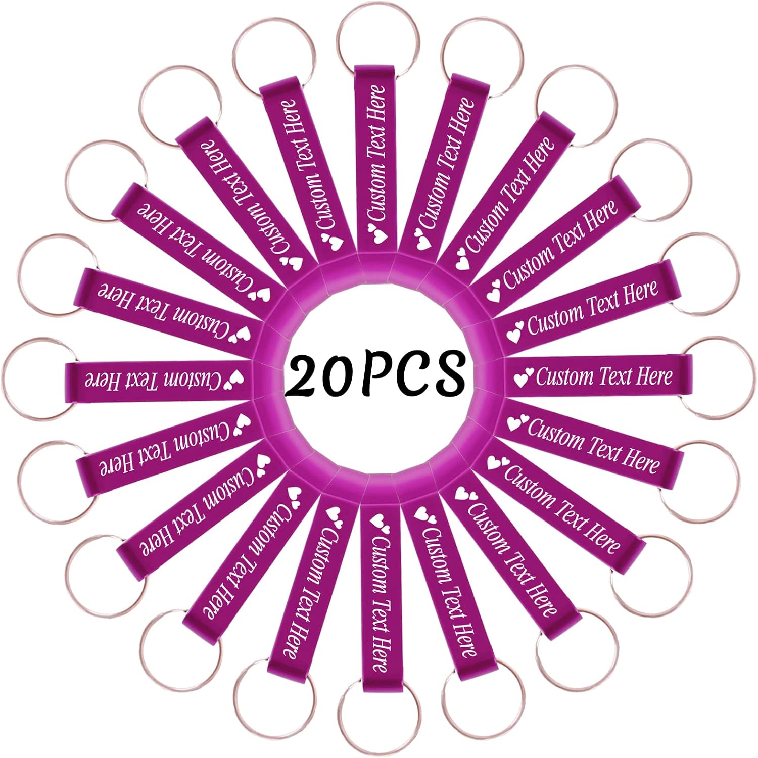 20PCS Personalized Bottle Opener Keychain Bulk Custom Beer Bottle Opener with Logo Text Engraved Wedding Bottle Opener Favors Customized Gifts for Guests Baby Shower Birthday Party-Pink