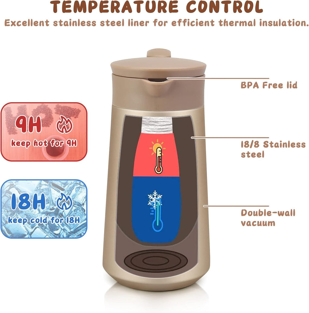 28oz Coffee Carafe Airpot Insulated Coffee Urn Stainless Steel Vacuum Thermal Pot Flask for Coffee, Hot Water, Tea, Hot Beverage