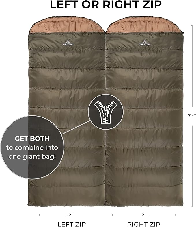 TETON Celsius XL, -25F, 20F, 0F Degree Sleeping Bags, All Weather Warm Sleeping Bag for Adults and Kids, Camping Season, Compression Sack Included