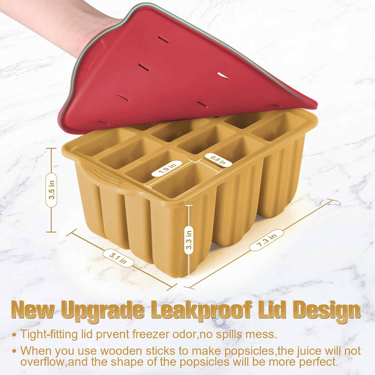 Silicone Popsicles Molds,Ice Pop Cream Mold Set Homemade Toddler Popsicle Maker For Kids Para Paletas De Helado Kulfi BPA Free, with 50 Sticks, 50 Bags,50 wire Ties (Red yellow)