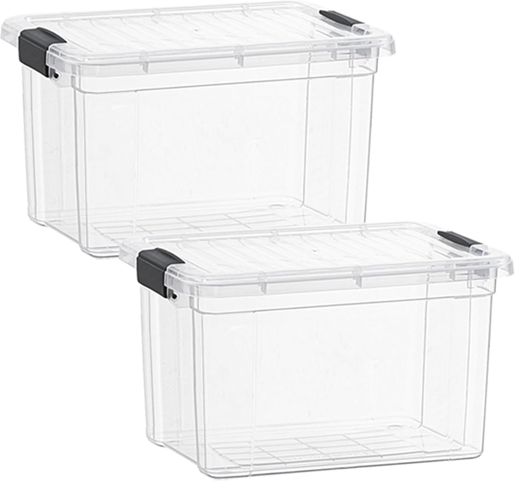 Superio Clear Storage Boxes with Lids, 49 Quart Plastic Container Bins for Organizing, Stackable Crates, BPA Free, Non Toxic, Odor Free, Organizers for Home, Office, School, and Dorm, 2 Pack
