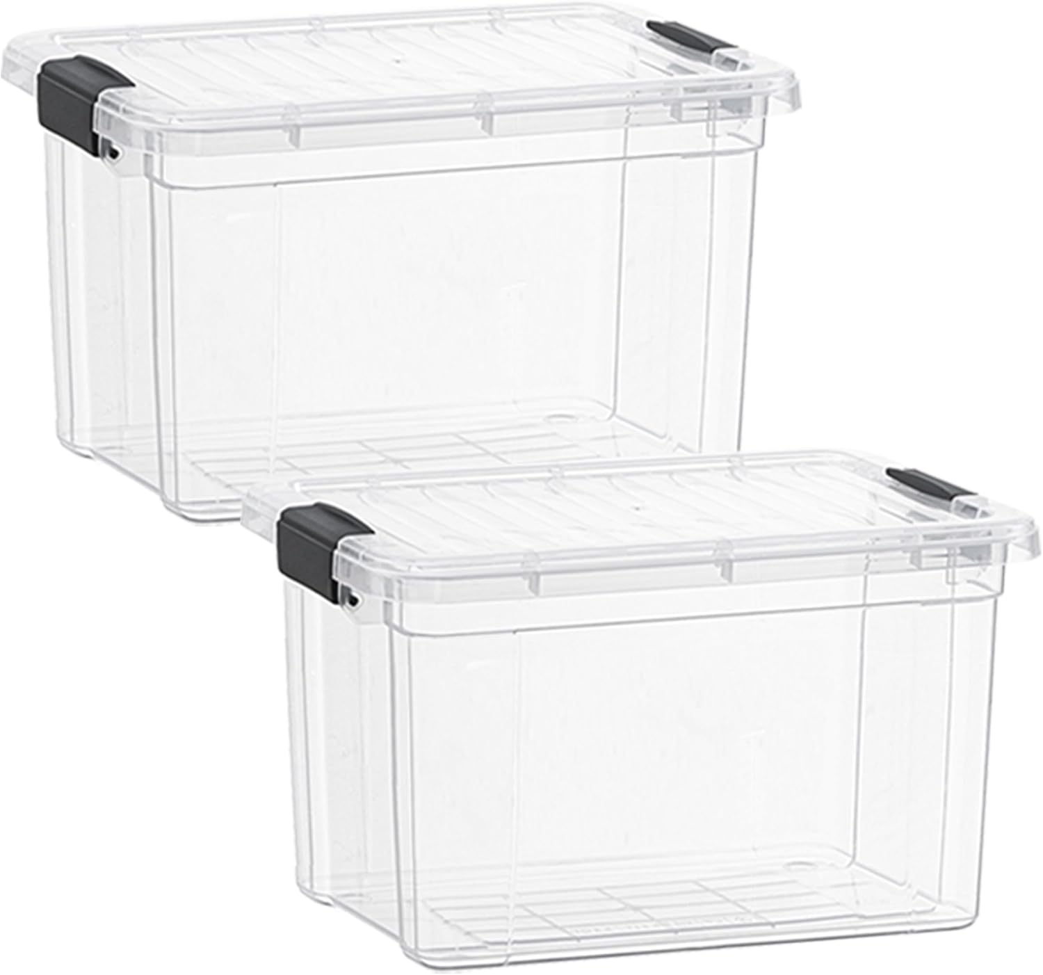 Superio Clear Storage Boxes with Lids, 49 Quart Plastic Container Bins for Organizing, Stackable Crates, BPA Free, Non Toxic, Odor Free, Organizers for Home, Office, School, and Dorm, 2 Pack