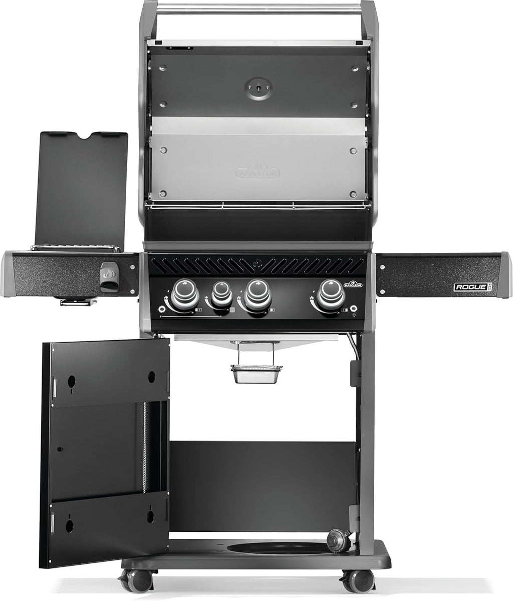 Napoleon Rogue PRO 425 Natural Gas Grill with Infrared Side Burner, Black, Durable 4-Burner Outdoor BBQ