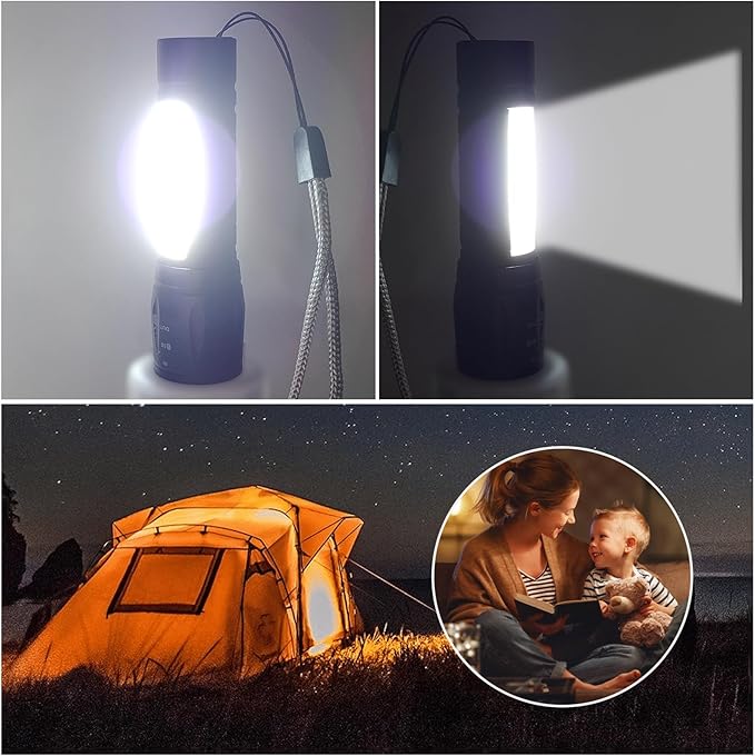 5 Pack Mini Small Pocket LED Flashlight USB-C Rechargeable High Lumens Bright Powerful EDC Flash Lights - Aluminum Handheld Flashlight Bulk for, Portable Camping Christmas Gifts