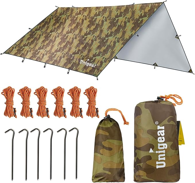 Unigear Hammock Rain Fly Waterproof Tent Tarp, UV Protection and PU 3000mm Waterproof, Lightweight for Camping, Backpacking and Outdoor Adventure