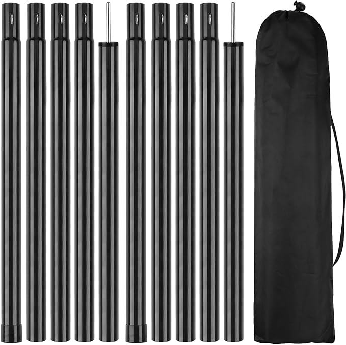 Neween Heavy Duty Tent Poles for Tarp Adjustable Camping Tarp Poles Set of 2, 74.8in Collapsible Tent Pole with a Diameter of 1in for Backpacking Hiking Awning Canopy Rain Fly Shelter (Black)