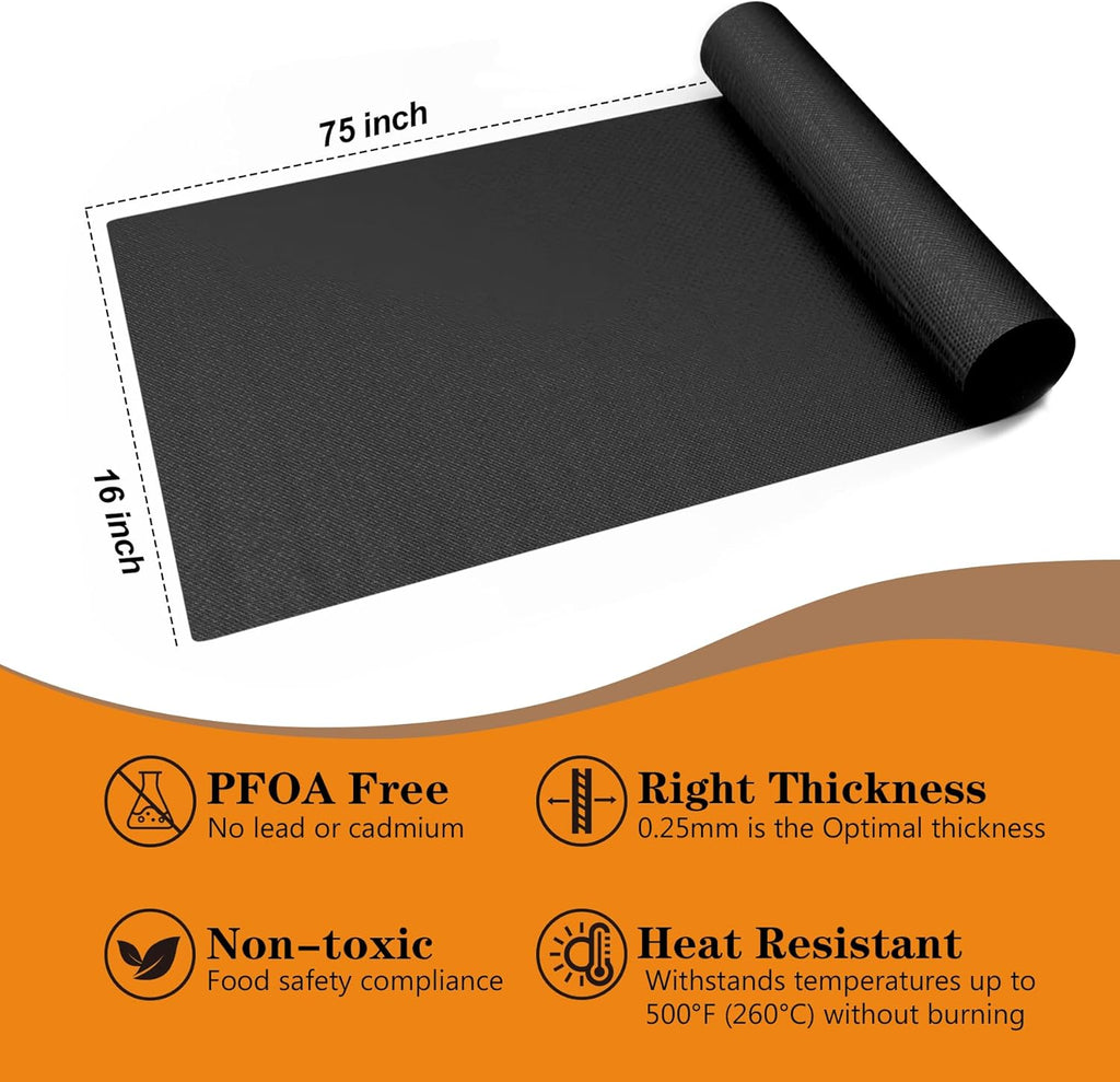 UBeesize 75 Inch Roll Reusable Oven Liners for Bottom of Oven,Thick Heavy Duty Non Stick Teflon Oven Mats Cut to Custom Fit Electric, Gas, Toaster，Convection, Microwave Ovens and Grills