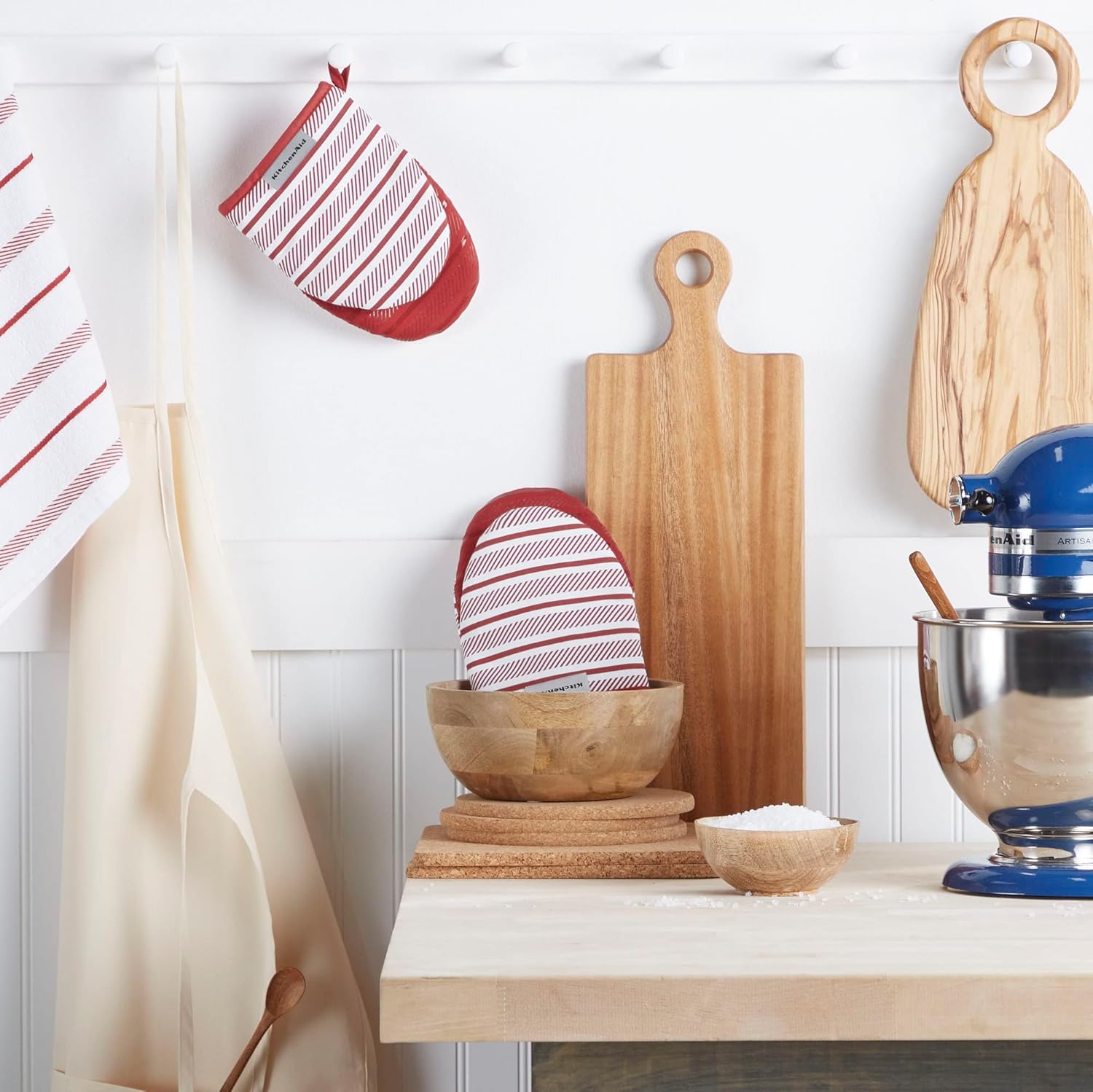 KitchenAid Albany Mini Oven Mitt 2-Pack Set, Passion Red, 5.5"x8"