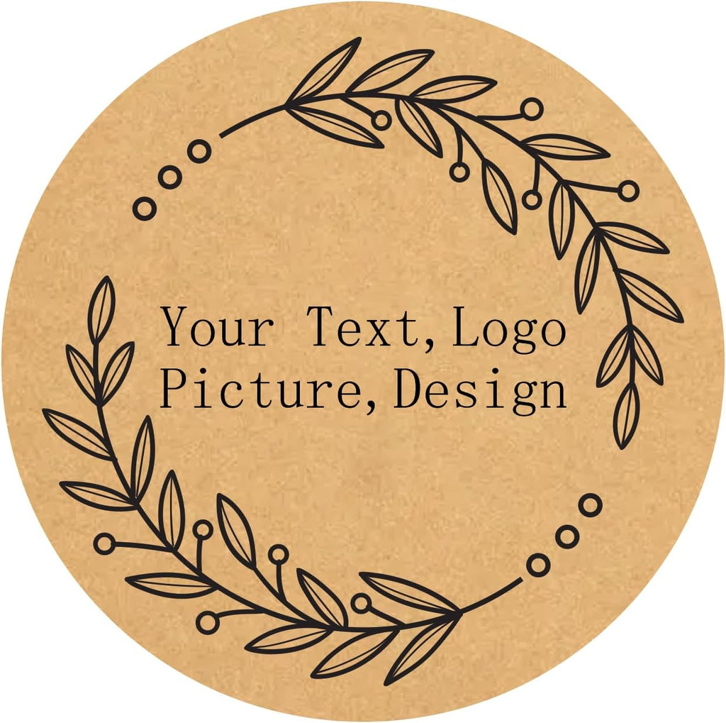 Custom Stickers Kraft Paper Labels Personalized Withe Text, Business Logo Customized Food Jars Labels Bakery Label Sticker Package Favor Canning Circle 100pcs (Style 6)