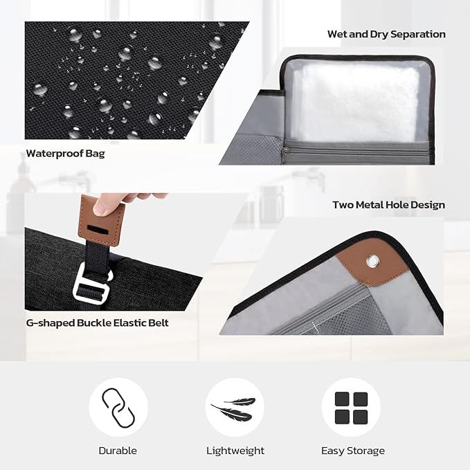Toiletry Bag for Men, Travel Essentials Travel Toiletry Bag, Water-Resistant Compact Bathroom Roll Organizer for Hygiene, Shaving kit, Gifts for men
