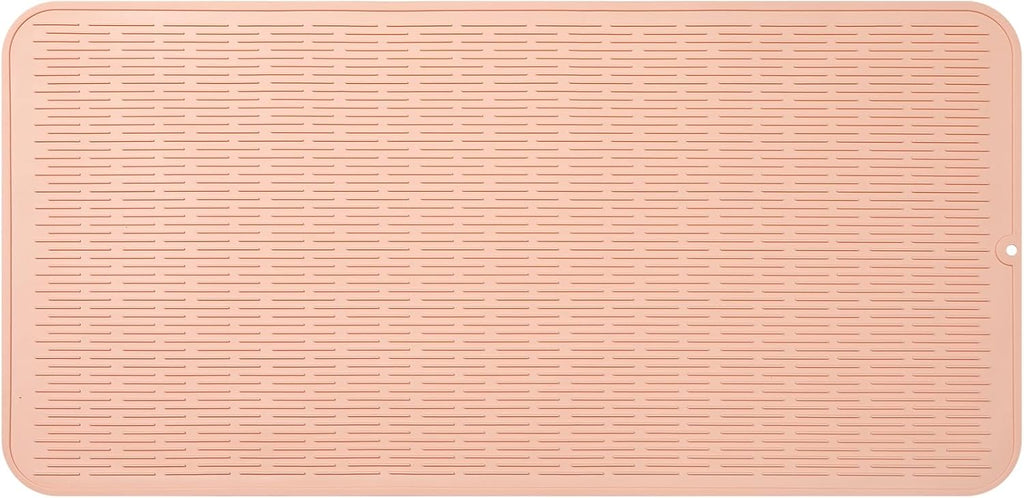 Silicone Dish Drying Mat for Multiple Usage,Easy clean,Eco-friendly,Heat-resistant Silicone Mat for Kitchen Counter or Sink,Refrigerator or Drawer Liner Pink 5XL 36inches x 18inches