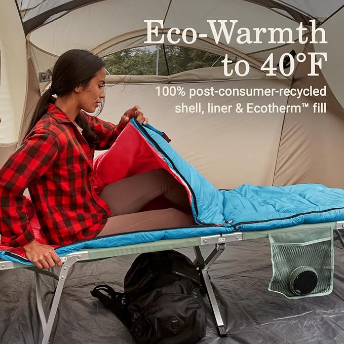 Coleman Flatlands Sleeping Bag, Made from 100% Recycled Material, Cool Weather Adult Sleep Sack