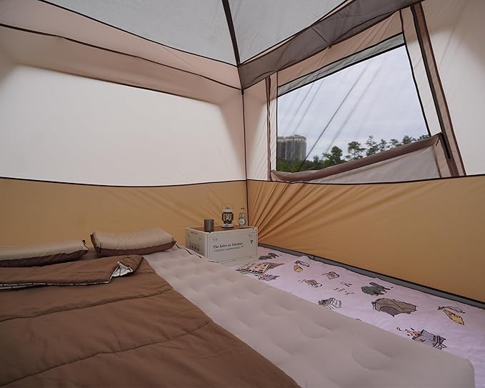 Vidalido 3-4 Person Tent with 1 Mesh Door and 2 Large Mesh Window, Double Layer Waterproof Portable Family Cabin Tent, 4 Person Tents for Outdoor Camping Hiking