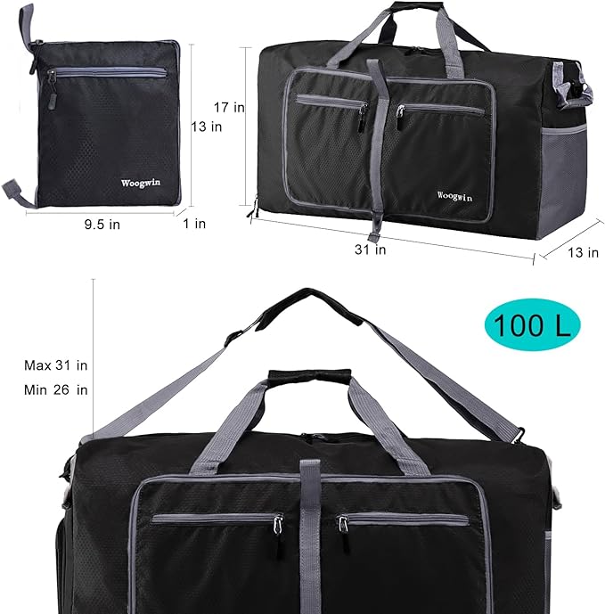 Woogwin Travel Duffel Bag Large Foldable Waterproof Overnight Bag for Beach Swim Bags Pool Sports Gym
