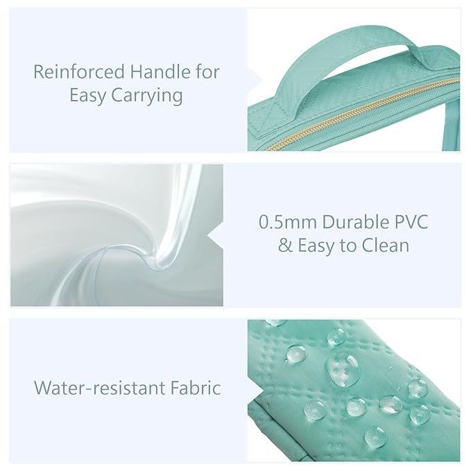 PACKISM TSA Approved Toiletry Bag, 2 Pack Clear Makeup Bags with Handle Large Opening, Clear Toiletry Bags Fit Carry-on Travel Essential, Travel Bags for Toiletries, Turquoise Green