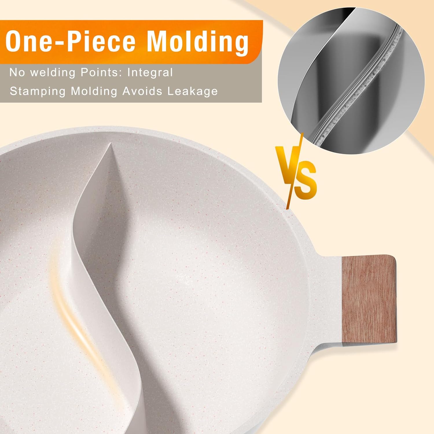 Dezin 5-QT Double-flavor Shabu Shabu Pot with Divider, Dual Sided Nonstick Hot Pot, 12 Inch Divided Stockpot for Cooking, Hotpot for Induction Cooktop, Gas Stove & Hot Burner, Soup Ladle Included