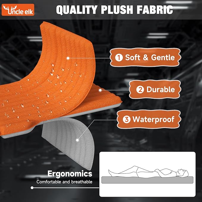 SUV Air Mattress: Inflatable Car Air Mattress for Camping, Flocking Car Bed with Air Pump & 2 Pillows, Portable Sleeping Pad Mattress for Home Car Travel Camping Orange