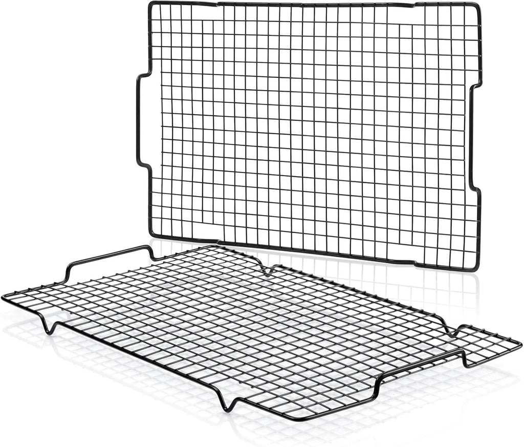 HULISEN Cooling Rack 2 Pack - 16" x 10", Nonstick Baking Rack with Handle fits Half Sheet Pan, Cookie Cooling Racks for Baking and Cooking, Wire Smoker Racks for Grilling, Oven Safe