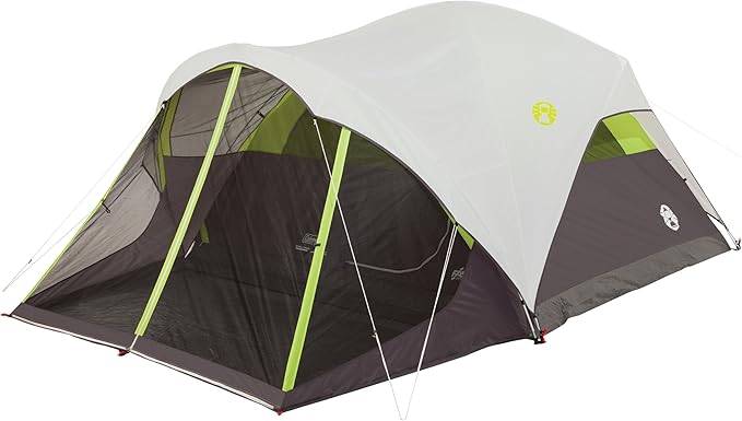 Coleman Steel Creek 6-Person Tent with Screened Porch & Integrated Rainfly, Weatherproof Tent with Screen Room Sets Up in Minutes, Fits Queen-Size Airbed