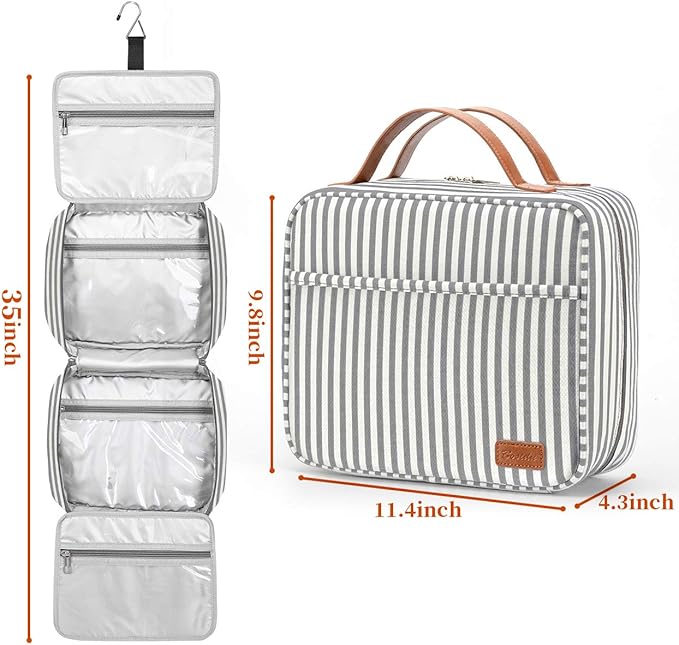 Hanging Travel Toiletry Bag,Large Capacity Cosmetic Travel Toiletry Organizer for Women with 4 Compartments & 1 Sturdy Hook,Perfect for Travel/Daily Use/Christmas