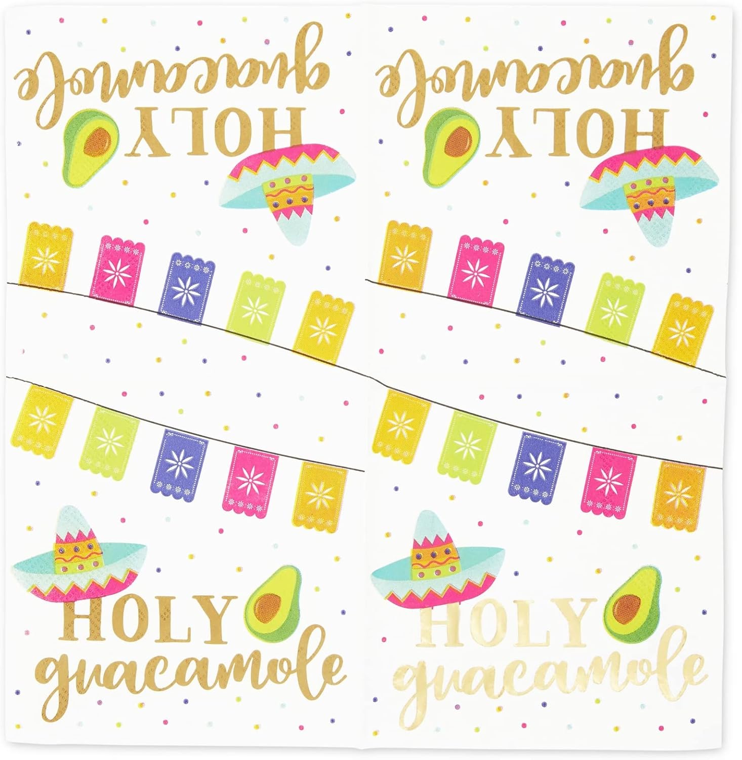 100 Pack Mexican Fiesta Napkins for Cinco de Mayo Party Supplies, Taco Fiesta Decorations in 4 Designs (5x5 In)