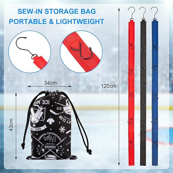3 PACK Hockey Drying Rack With Storage Bag,Hockey Equipment Gear Drying Rack, Sports Gear Organizer Hanging Straps,Ice Goalie Hockey Gifts For Boys Football Baseball Catcher.Outdoor Camping Must Haves