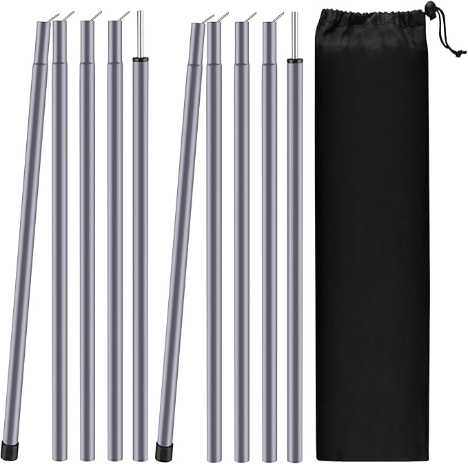 Neween Tent Poles for Tarp Adjustable Camping Tarp Poles Set of 2, 76in Lightweight Collapsible Tent Pole with a Diameter of 0.6in for Backpacking Hiking Awning Canopy Rain Fly Shelter (Grey)