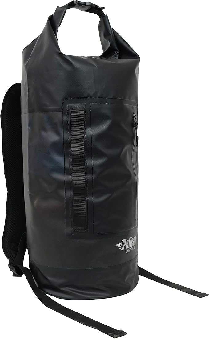 Pelican ExoDry Drybag 10L/20L/30L - Waterproof - Shoulder Strap - Thick & Lightweight - Roll Top Dry Compression - Keeps Gear Dry for Kayaking, Beach, Rafting and Fishing - Black
