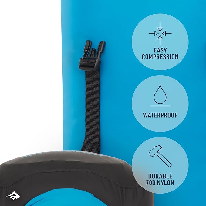 Sea to Summit eVac Compression Dry Bag, Waterproof Compression Sack, 20 Liter, Turkish Tile Blue