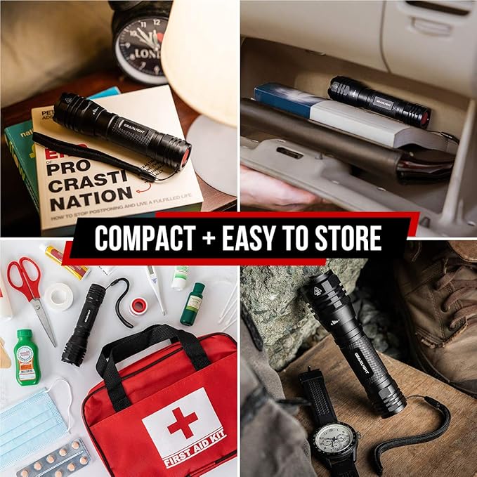 GearLight S1050 LED Flashlight High Lumens - Flashlights for Camping, Hiking, Dog Walking - Powerful Emergency Flashlights with 3 Modes for Outdoor Use - Bright Flashlight with Zoomable Beam