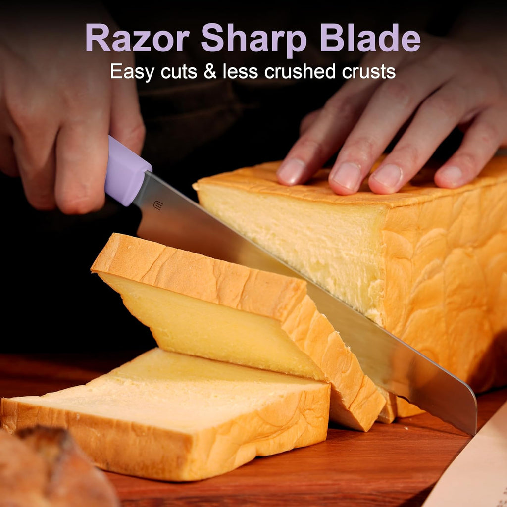 7.5" Serrated Bread Knife for Homemade Bread, AR-RPM9 Steel & Innovative Wavy Edge, Professional Serrated Knife for Sourdough Bread Cake, Gift for Baker Home Chefs