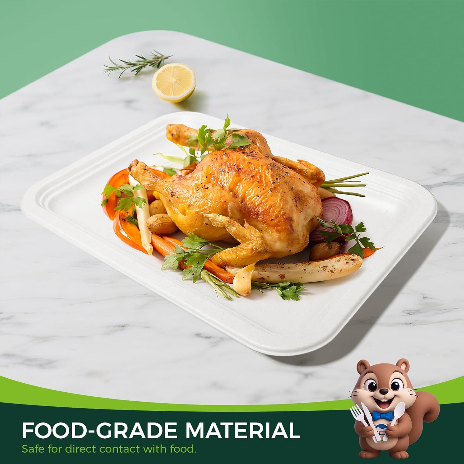 100 Pack 14 Inch Disposable Compostable Food Trays, Heavy-Duty White Paper Plates for Crawfish Boil, Lobster, Thanksgiving, Parties, Large Serving Platters