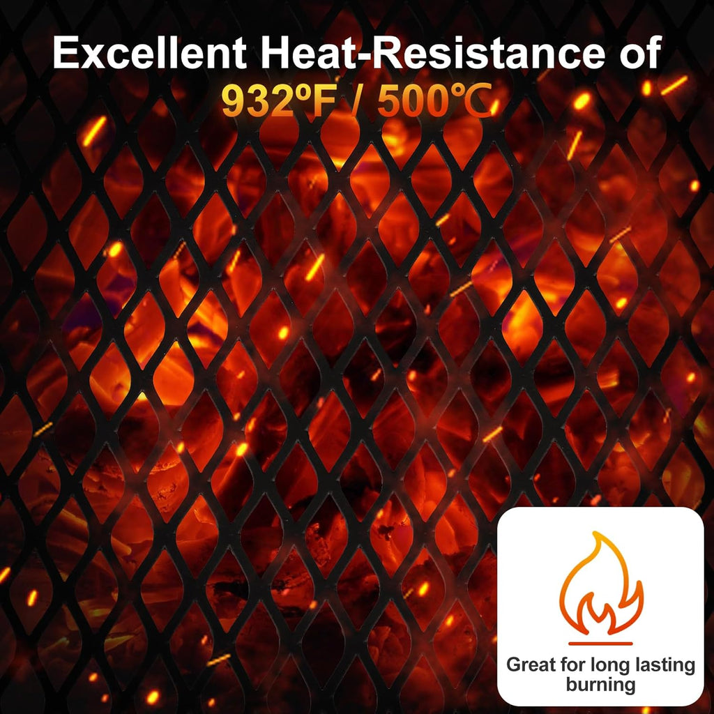 Odoland Folding Campfire Grill, Heavy Duty Steel Mesh Grate with Folding Legs and Storage Bag, Portable Camping Grates, Over Fire Pit Grill Rack for Outdoor Cooking and Bonfire