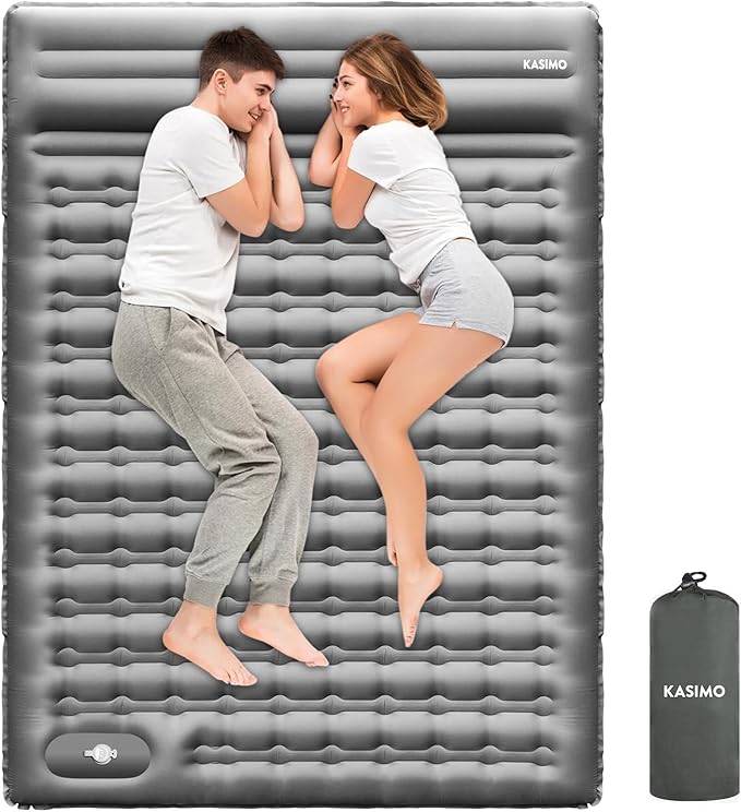 KASIMO Double Sleeping Pad for Camping,5" Ultra-Thick 1.4x2M for 2 Person with Pillow Built-in Foot Pump Inflatable Sleeping Mat for Backpacking, Hiking, Traveling, Tent, Portable Camping Mat