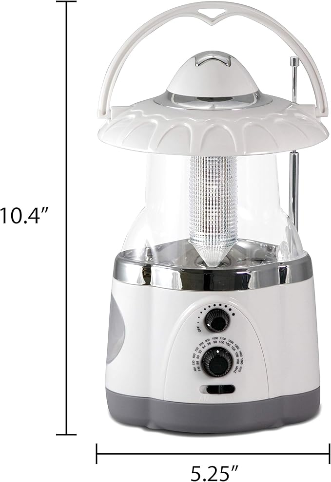 190507 12-Led Lantern With 4-Led Flashlight & Am/Fm Radio (Black)