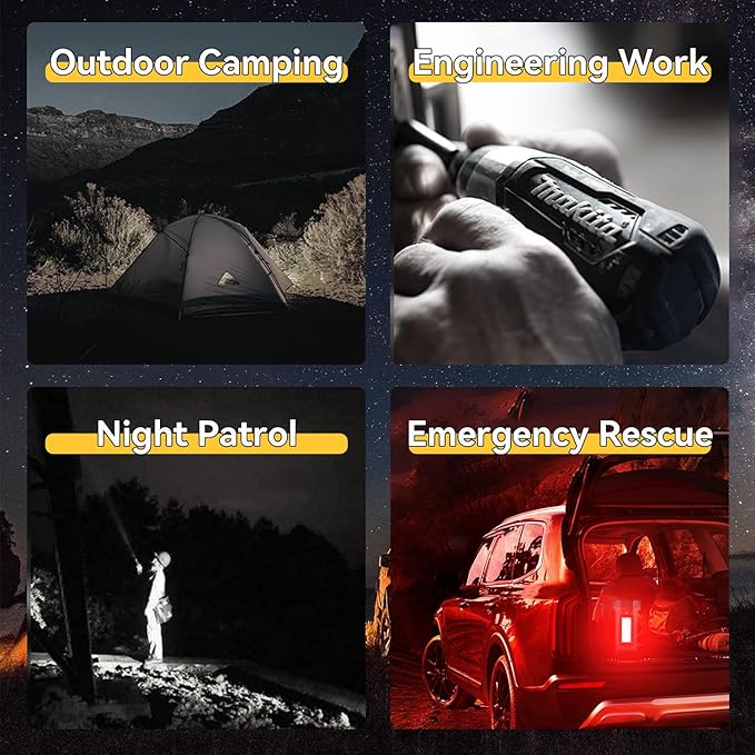 SUNREI Rechargeable LED 1200LM Flashlight, 8 Light Modes Portable Camping Lantern, 10400mAh Power Bank, IP67 Waterproof for Emergencies Power Outages, Hurricane Emergency, Hiking, Home, etc