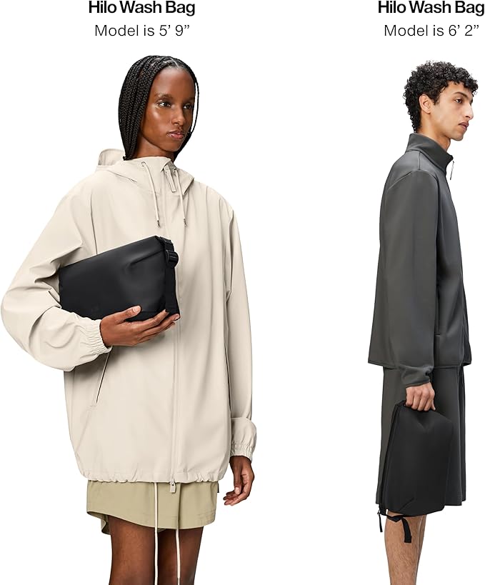 RAINS - Hilo Wash bag - Waterproof Toiletry Bag for Men and Women - Toiletries, Cosmetics, Suitable for Travel (Black)