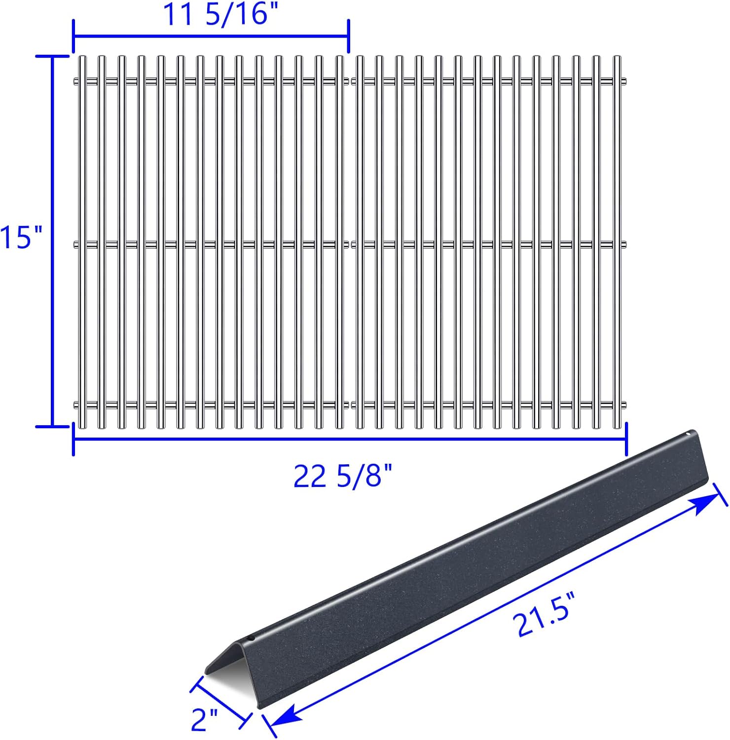9MM Grill Grates Replacement Flavorizer Bars for 7535 7522 Weber Spirit Grill Spirit E-210, S-210, E-200, S-200, Weber Genesis Silver A, Spirit 500, Spirit 200 Series, 15” BBQ Grill Parts Grid